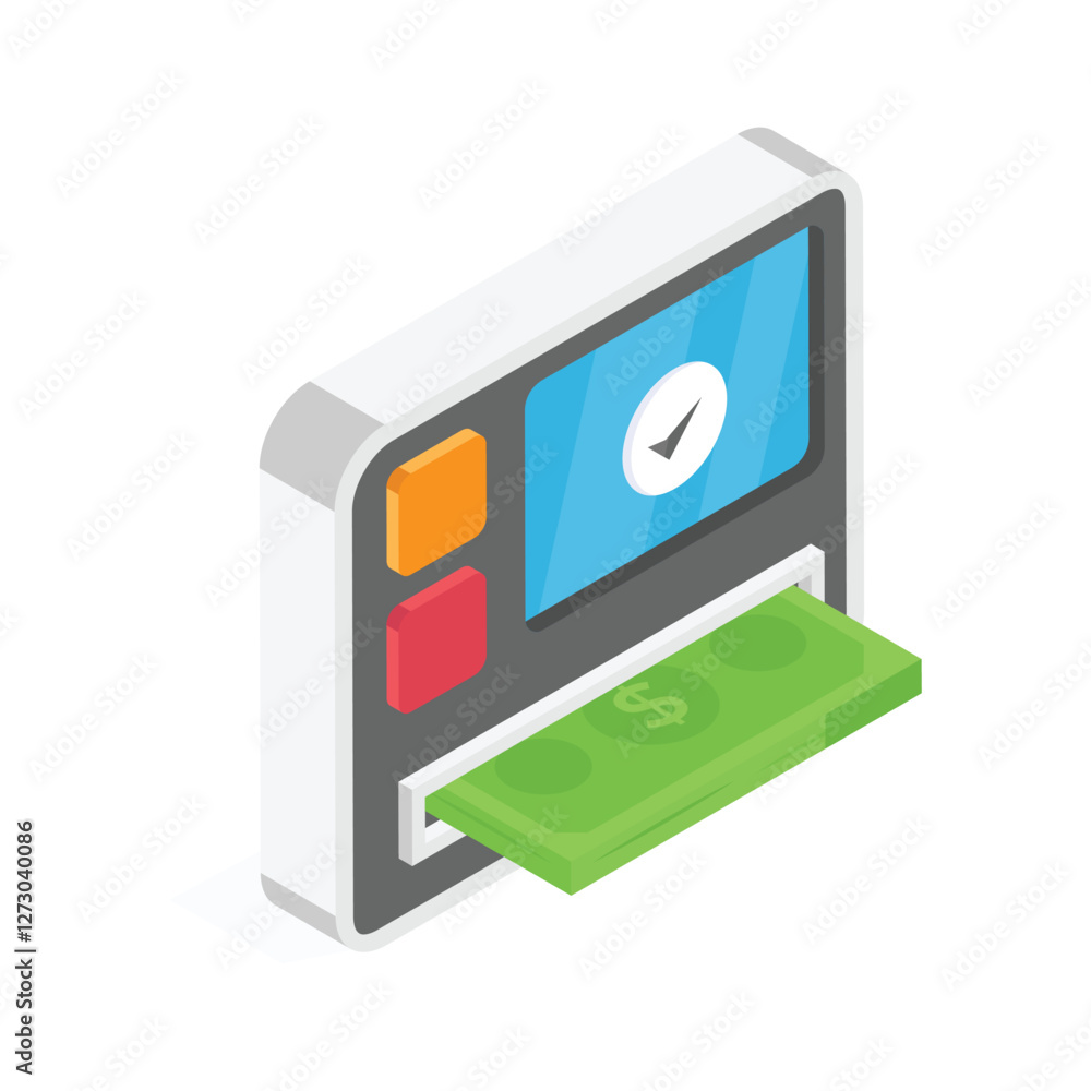 An isometric icon of a modern atm machine, ready to use vector An isometric icon of a modern atm machine, ready to use vector