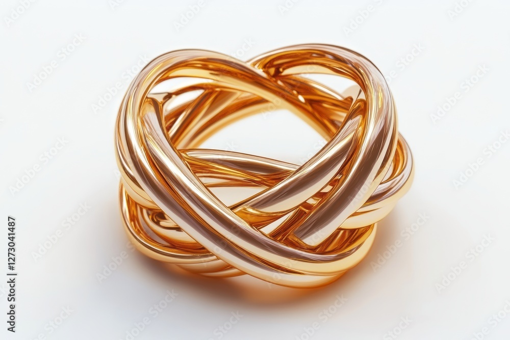 An intricate gold wedding band featuring a unique braided heart design, symbolizing love and unity. An intricate gold wedding band featuring a unique braided heart design, symbolizing love and unity.