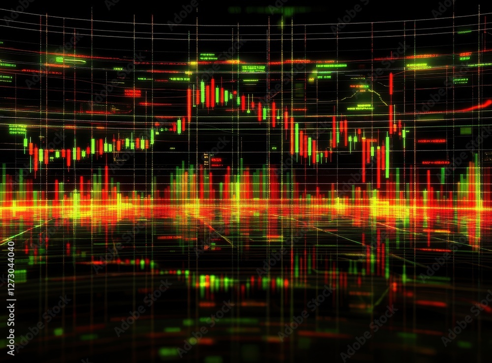 Fototapeta premium Dynamic Abstract Background Featuring Stock Market Charts and Financial Data Visualizations