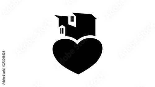 house care Real Estate Heart, black isolated silhouette