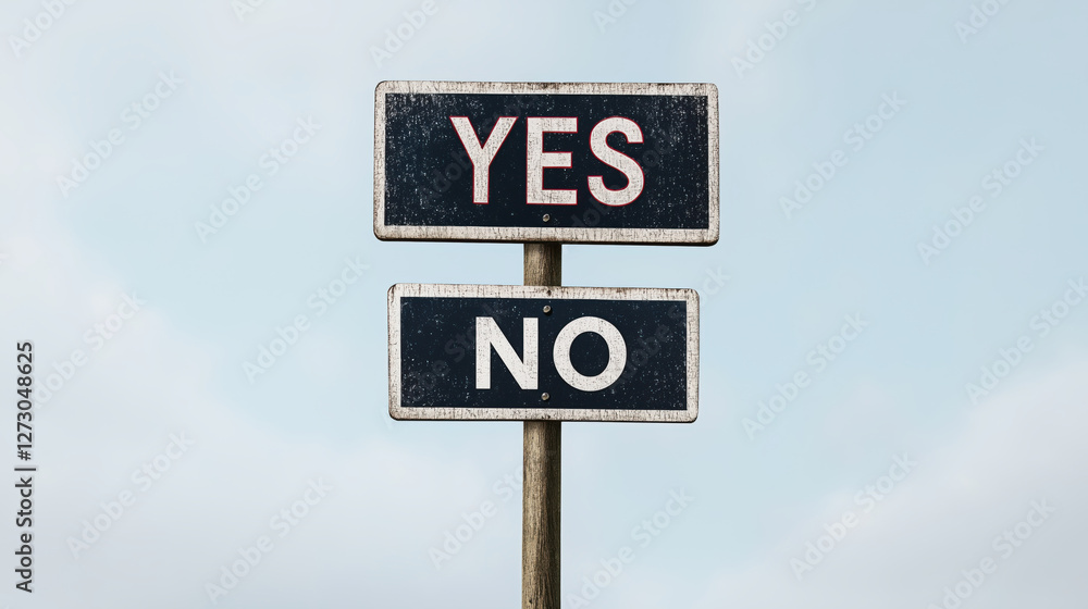 Yes and no direction signs against blue sky. Decision making Yes and no direction signs against blue sky. Decision making