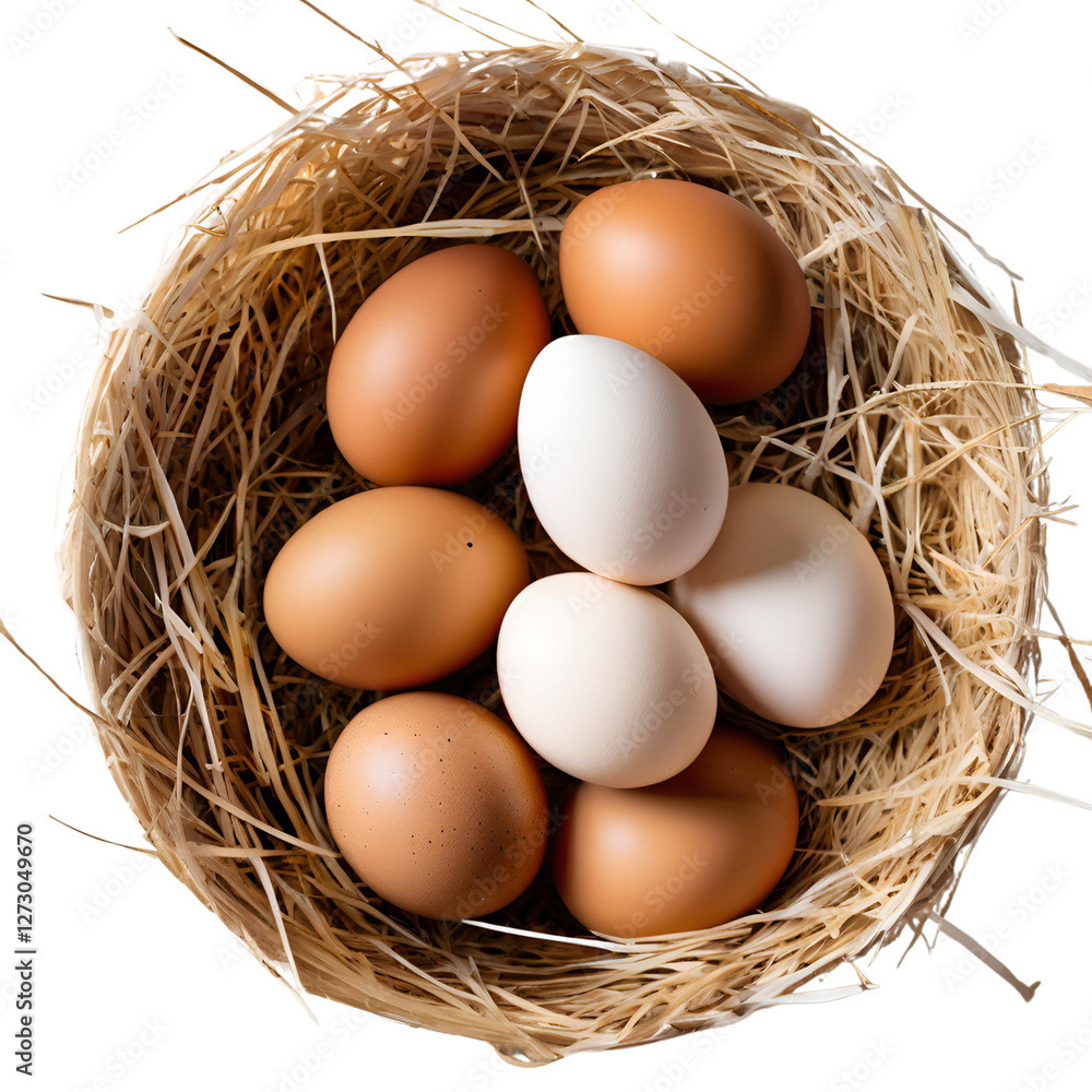 Farm-Fresh Brown Eggs in a Nest of Straw Farm-Fresh Brown Eggs in a Nest of Straw