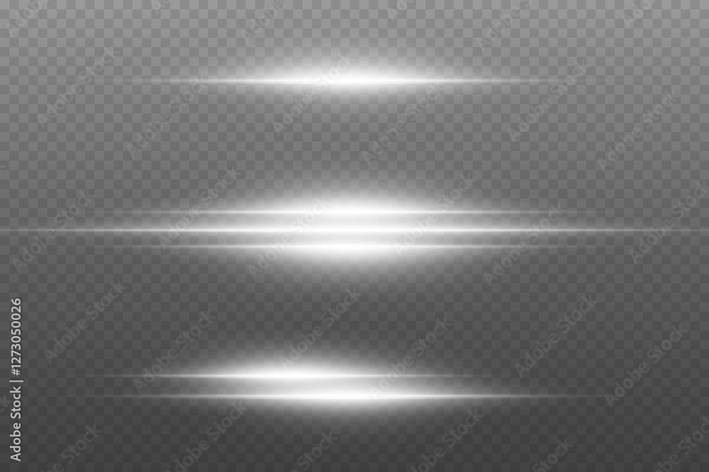Collection of white glowing lines. Neon flashes of laser beams. On a transparent background. Collection of white glowing lines. Neon flashes of laser beams. On a transparent background.