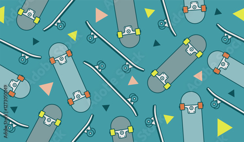 Skateboard deck pattern background vector design