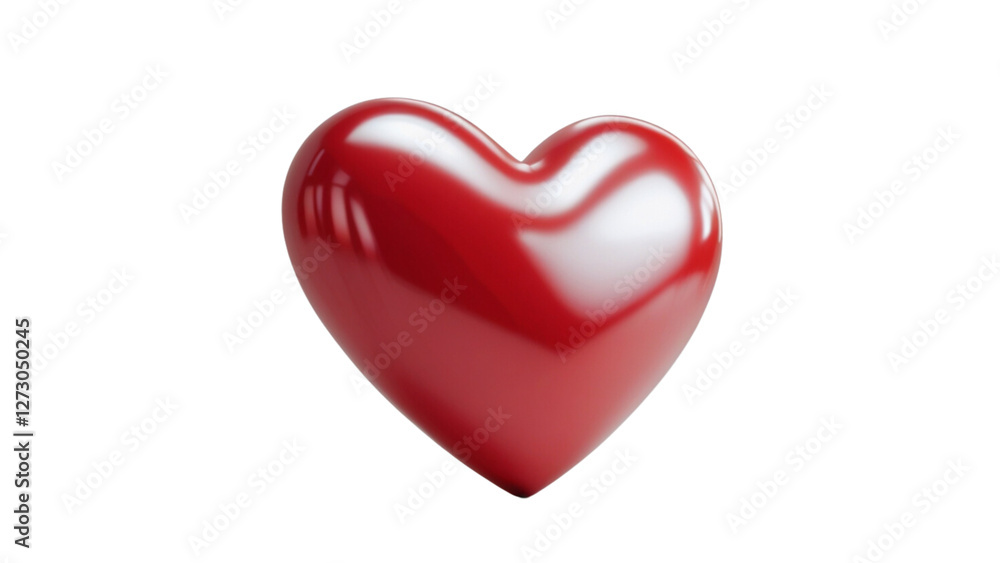 Glossy Red 3D Heart Symbol on a White Background Glossy Red 3D Heart Symbol on a White Background