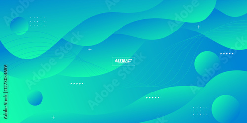 Dynamic abstract vector background in green and blue with simple wave design. Creative gradient background. Smart 3D cover design for business design. Vector Eps10