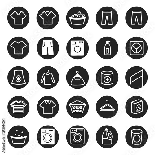 Laundry Equipment Icons Set