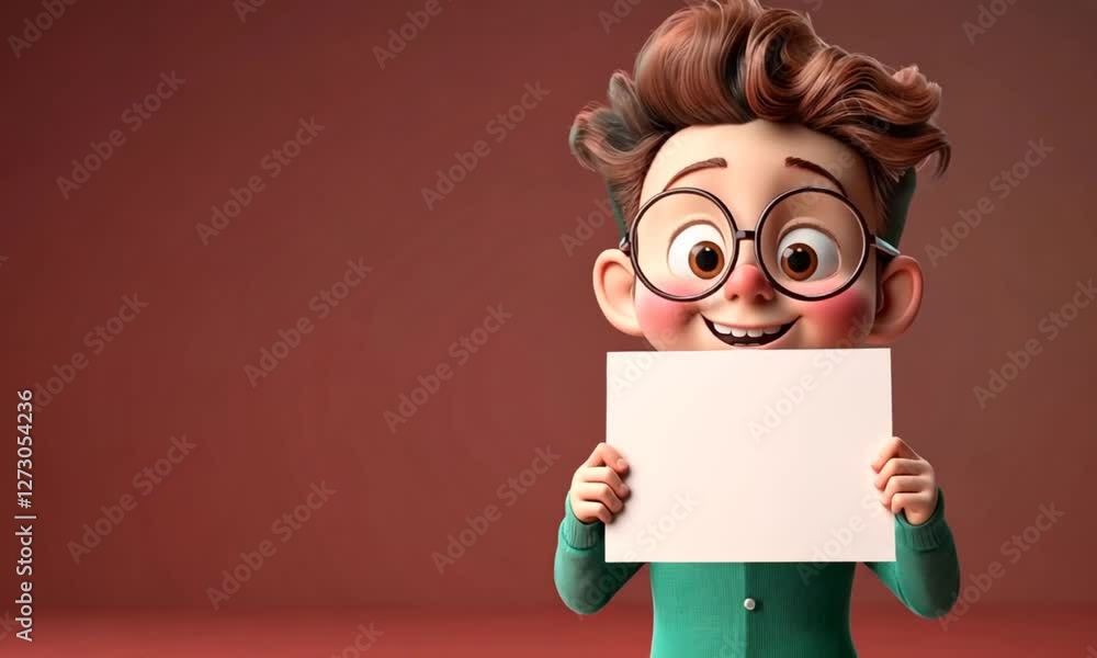 Happy boy holding blank sign, red background. Perfect for advertising Happy boy holding blank sign, red background. Perfect for advertising