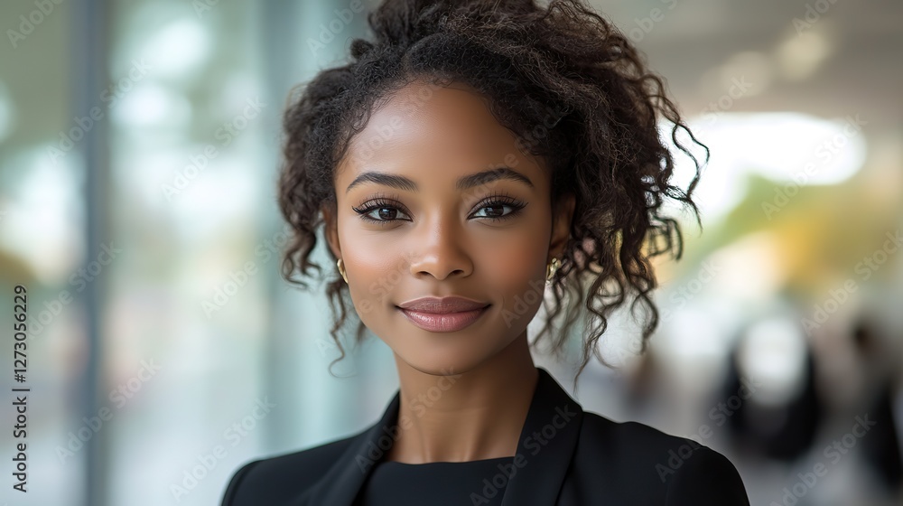 smiling professional businesswoman standing confidently in a modern corporate office environment exemplifying leadership and success in the workplacz smiling professional businesswoman standing confidently in a modern corporate office environment exemplifying leadership and success in the workplacz