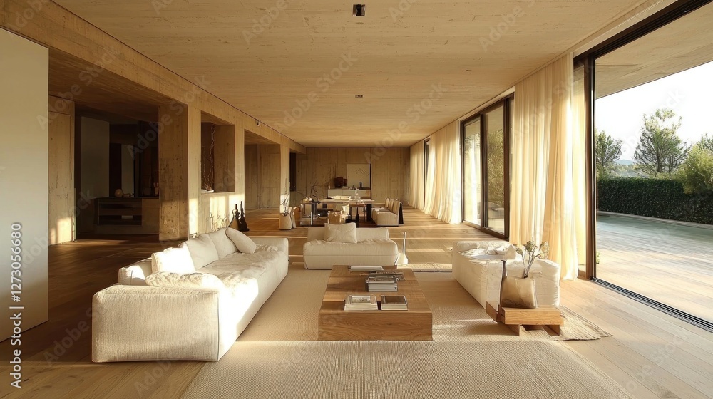 Minimalist Living Room with Stunning Outdoor Views Minimalist Living Room with Stunning Outdoor Views