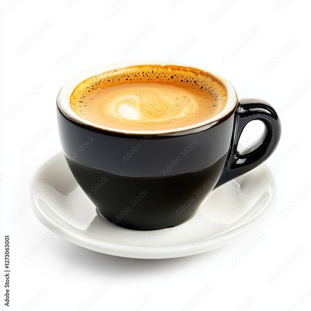 Dark espresso with a golden crema in a small cup isolated on white Dark espresso with a golden crema in a small cup isolated on white