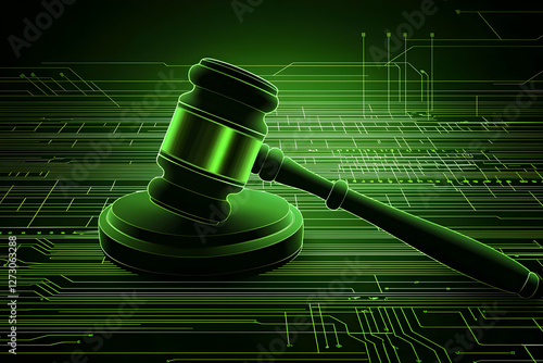 Cyber justice gavel digital background