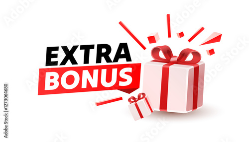 Extra bonus gift, gift tag, free product. web sticker. Vector illustration