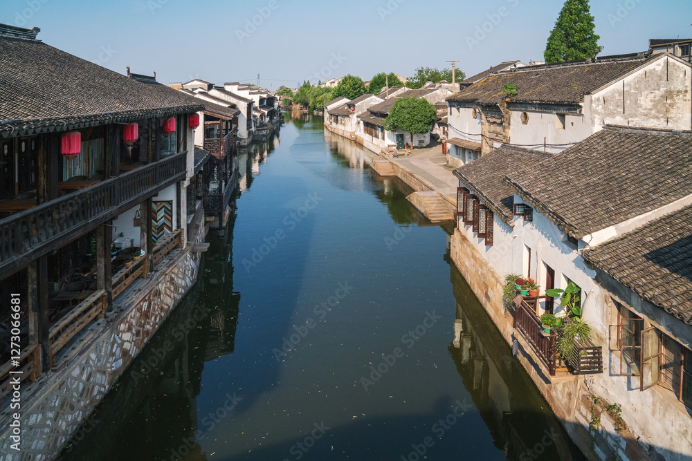 Old houses, rivers, and bridges in Zhouzhuang Ancient Town, Suzhou City, Jiangsu Province, China On April 18th, 2023 Old houses, rivers, and bridges in Zhouzhuang Ancient Town, Suzhou City, Jiangsu Province, China On April 18th, 2023