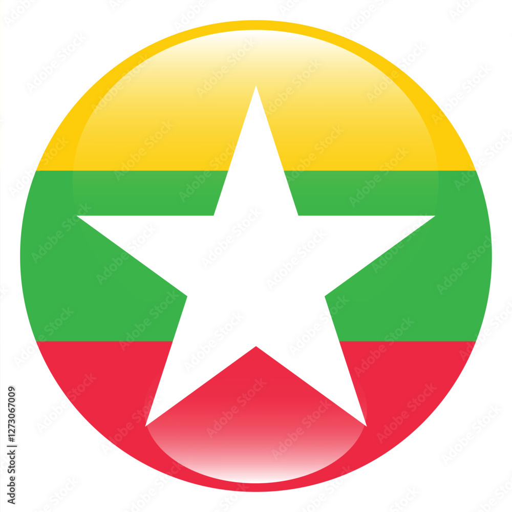 Obraz premium Myanmar flag circle icon vector illustration