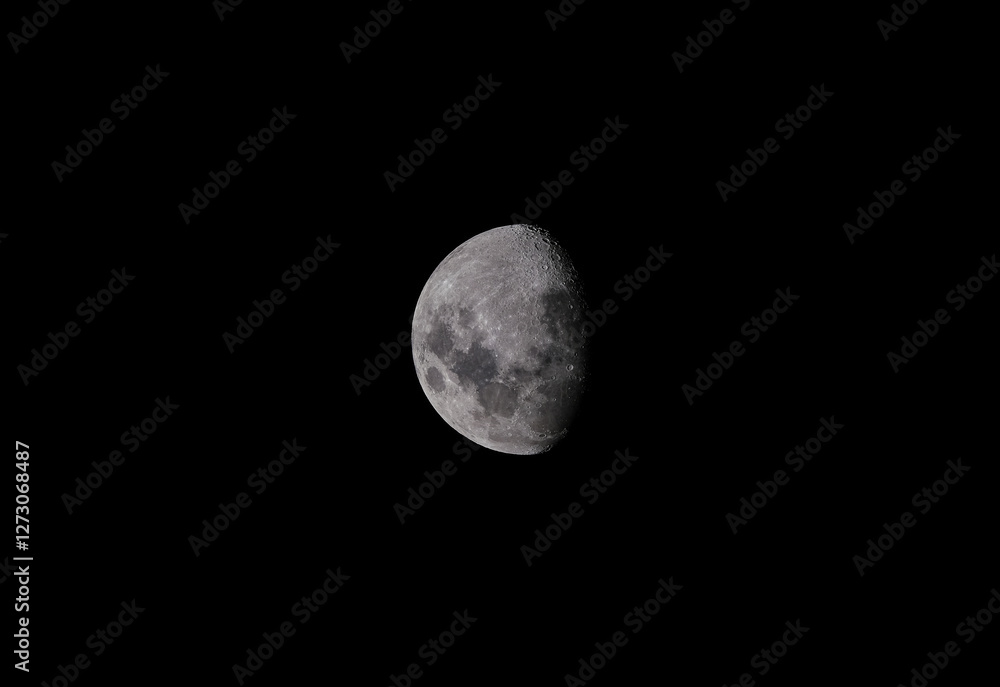 half moon or First quarter moon point of view from Thailand sky half moon or First quarter moon point of view from Thailand sky