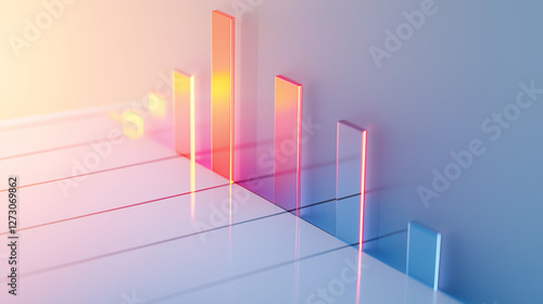 Abstract 3D glass graph symbolizing financial growth in a modern minimalistic design.