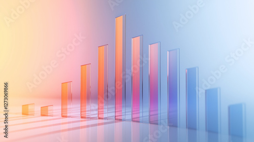 Abstract 3D glass graph symbolizing financial growth in a modern minimalistic design.