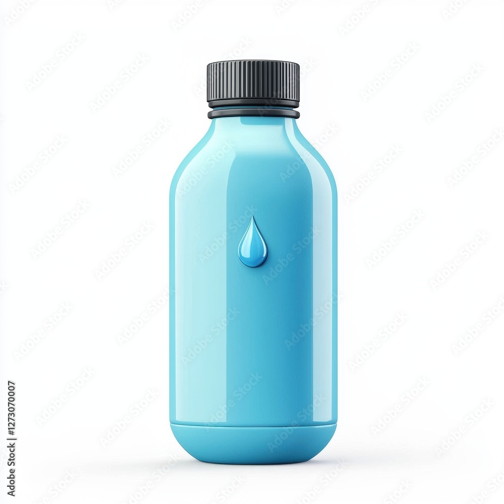 Reusable water bottle with a droplet symbol isolated on white background Reusable water bottle with a droplet symbol isolated on white background