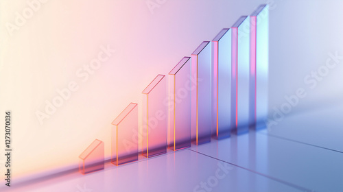 Abstract 3D glass graph symbolizing financial growth in a modern minimalistic design.
