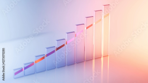 Abstract 3D glass graph symbolizing financial growth in a modern minimalistic design.