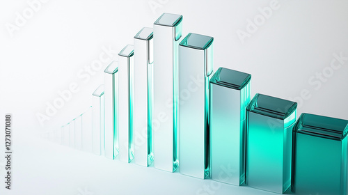 Abstract 3D glass graph symbolizing financial growth in a modern minimalistic design.