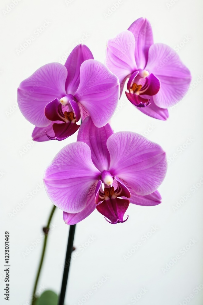 Fototapeta premium Purple Phalaenopsis orchid flowers on white background, background, bloom