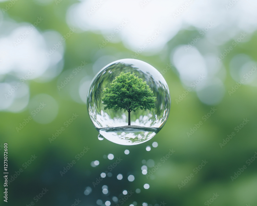 tree inside water droplet symbolizes nature beauty and resilience tree inside water droplet symbolizes nature beauty and resilience