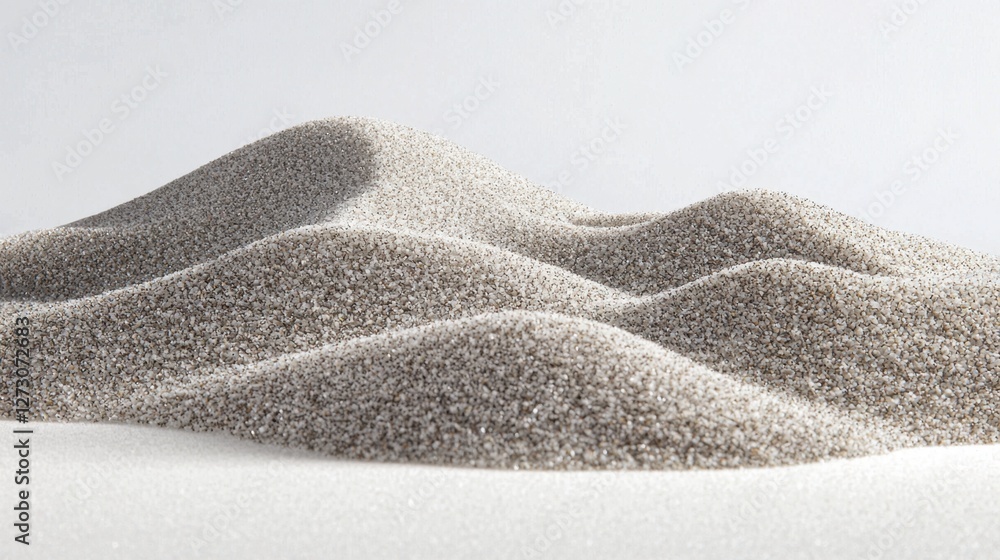 Obraz premium Small pile of fine white sand with subtle texture details, isolated on a clean background.