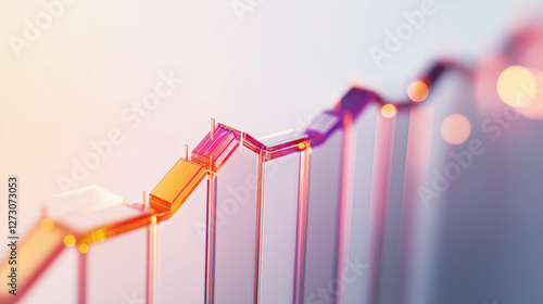 Abstract 3D glass graph symbolizing financial growth in a modern minimalistic design.