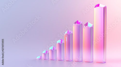 Free Download Abstract 3D glass graph symbolizing financial growth in a modern minimalistic design. - GFXLoad