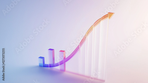 Abstract 3D glass graph symbolizing financial growth in a modern minimalistic design.