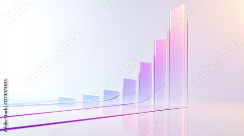 Abstract 3D glass graph symbolizing financial growth in a modern minimalistic design.