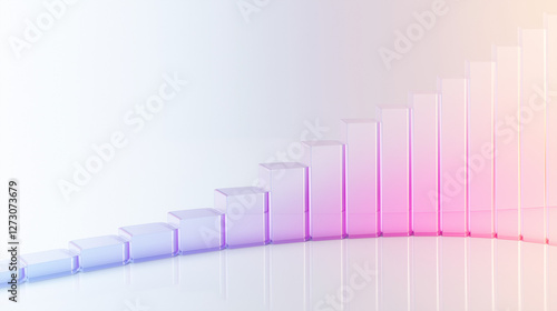 Abstract 3D glass graph symbolizing financial growth in a modern minimalistic design.