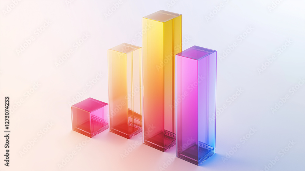 Abstract 3D glass graph symbolizing financial growth in a modern minimalistic design. Abstract 3D glass graph symbolizing financial growth in a modern minimalistic design.