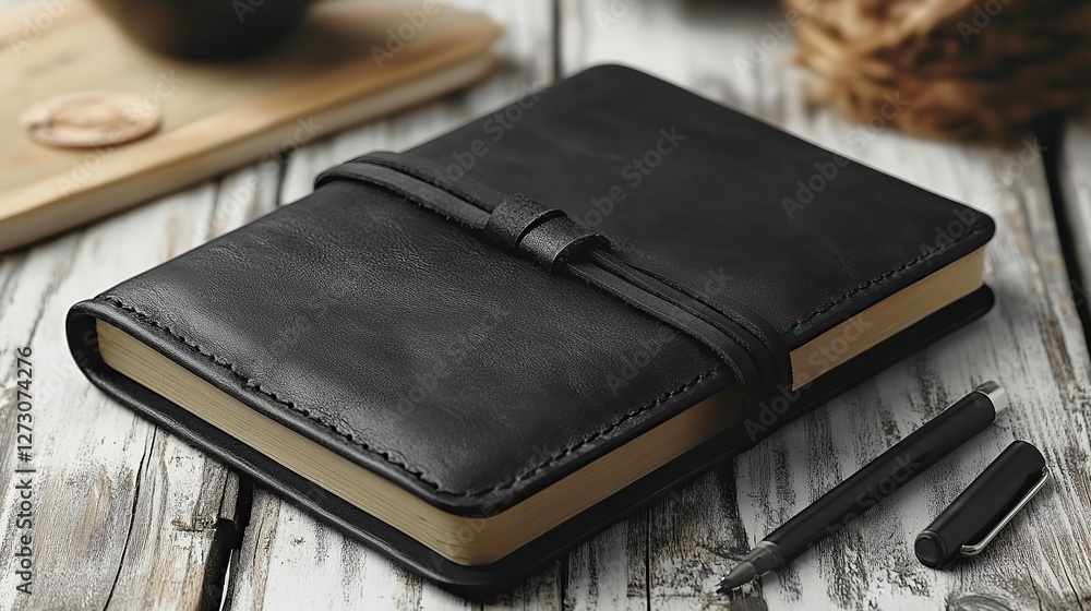 traveler s notebook with black leather cover on transparent background perfect for digital and print design projects featuring high quality png format for seamless integration into creative works traveler s notebook with black leather cover on transparent background perfect for digital and print design projects featuring high quality png format for seamless integration into creative works