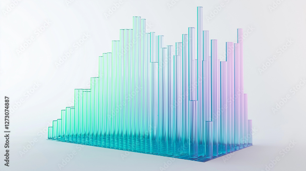 Abstract 3D glass graph symbolizing financial growth in a modern minimalistic design. Abstract 3D glass graph symbolizing financial growth in a modern minimalistic design.