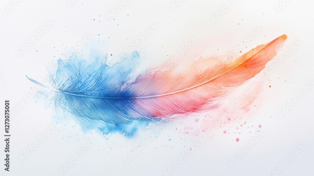 Obraz premium A Watercolor Feather: Serenity and Tranquility