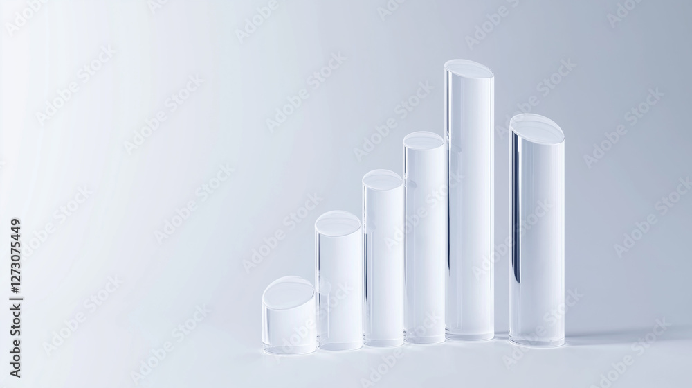 Abstract 3D glass graph symbolizing financial growth in a modern minimalistic design. Abstract 3D glass graph symbolizing financial growth in a modern minimalistic design.