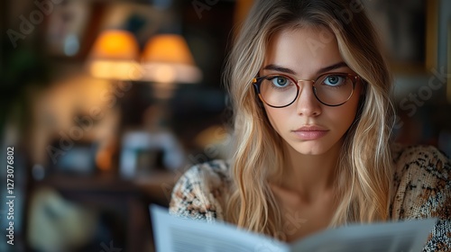 Free Download unhappy young woman in glasses stressfully managing finances at home while struggling with monthly expenses representing financial hardships budgeting challenges and anxiety over utility payments - GFXLoad
