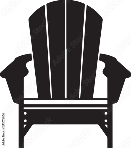 armchair isolated on white background, silhouette of an Adirondack chair icon with a white background