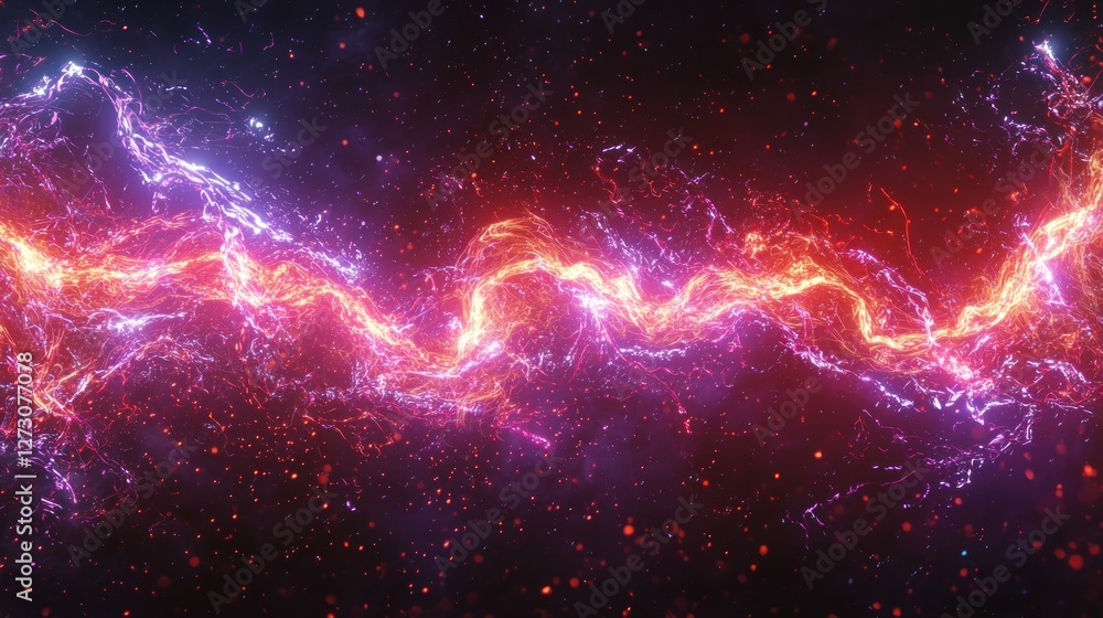 Fototapeta premium Abstract Energy Flow: A Vibrant Symphony of Red and Purple Plasma