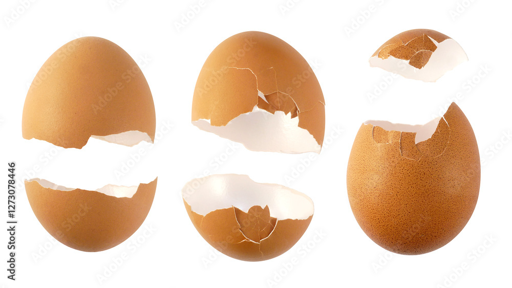 Cracked chicken egg isolated on white background Cracked chicken egg isolated on white background