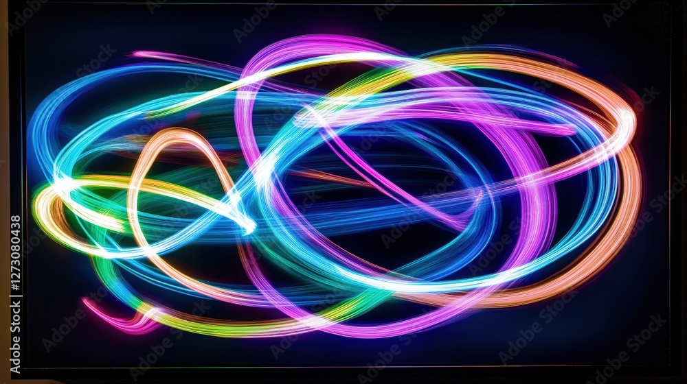 Abstract Light Trails Swirling In Vibrant Hues Abstract Light Trails Swirling In Vibrant Hues