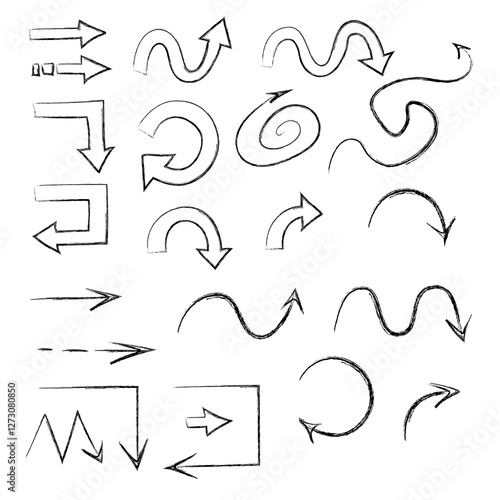 Arrows of different shapes in png on the transparent background