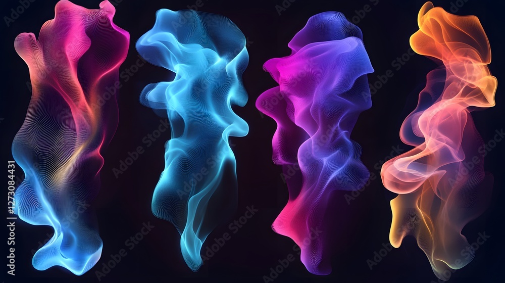 Abstract liquid background set. Gradient mesh. Effect dark blend. Blurred fluid colorful blend Abstract liquid background set. Gradient mesh. Effect dark blend. Blurred fluid colorful blend