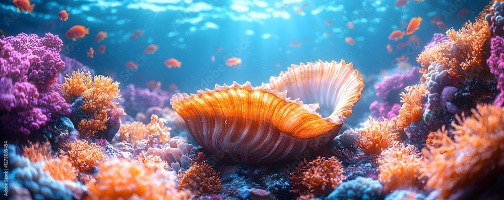 Serene Underwater Scene with Vibrant Coral Reef and Darting Fish Serene Underwater Scene with Vibrant Coral Reef and Darting Fish