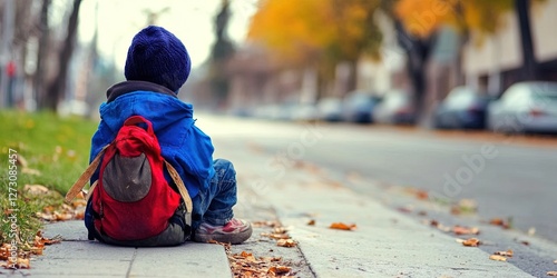 kid panhandler - child living on the street in poverty photo