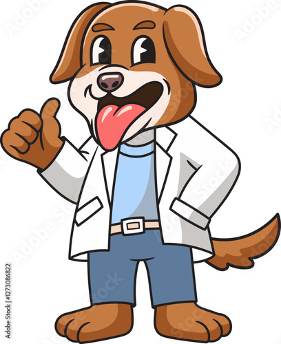 Cute Beagle Dog Doctor Animal Healthcare with Medical Cross Logo Mascot Cartoon Character Illustration