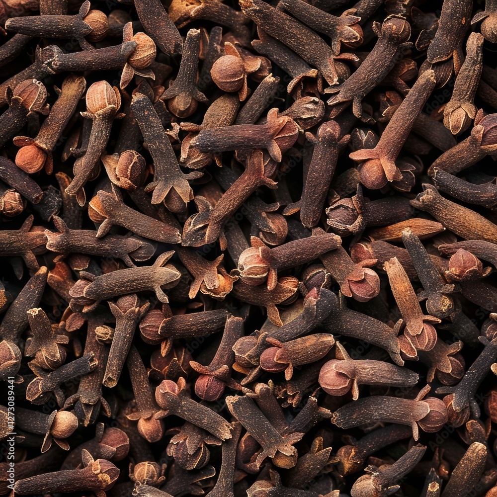 Dry spice cloves texture background, scattered seasoning pattern, dry carnation condiment mockup Dry spice cloves texture background, scattered seasoning pattern, dry carnation condiment mockup
